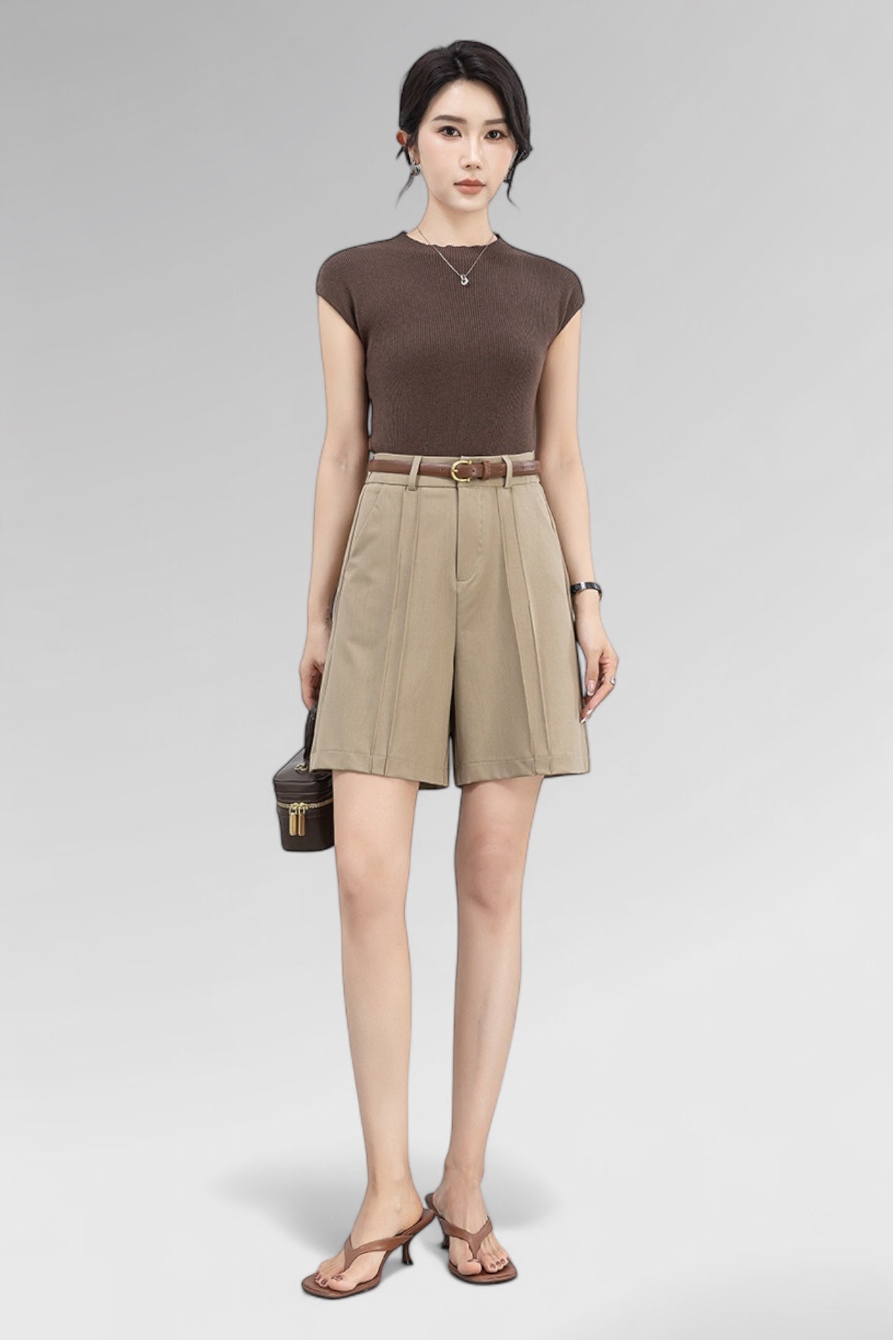 Pleated High-Waist Relaxed Shorts