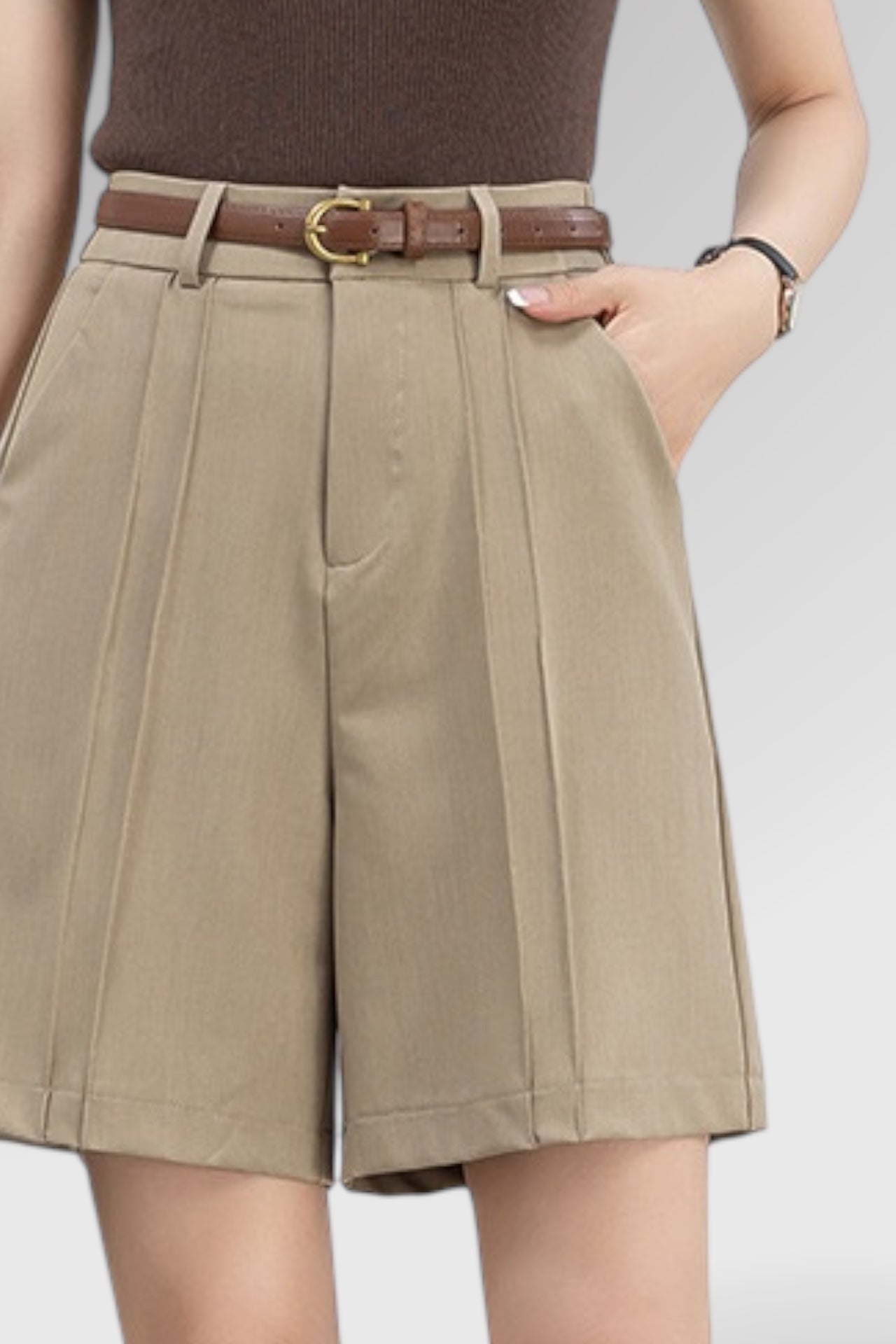 Pleated High-Waist Relaxed Shorts