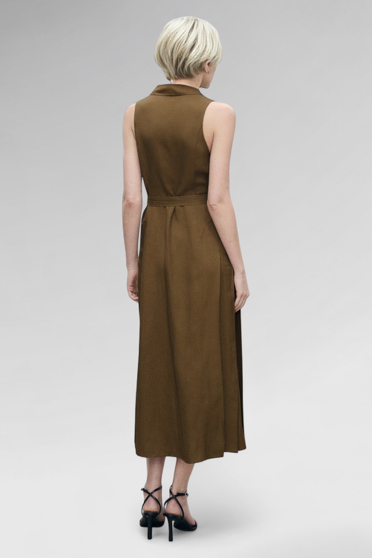 Café Belted Tencel Shirt Dress