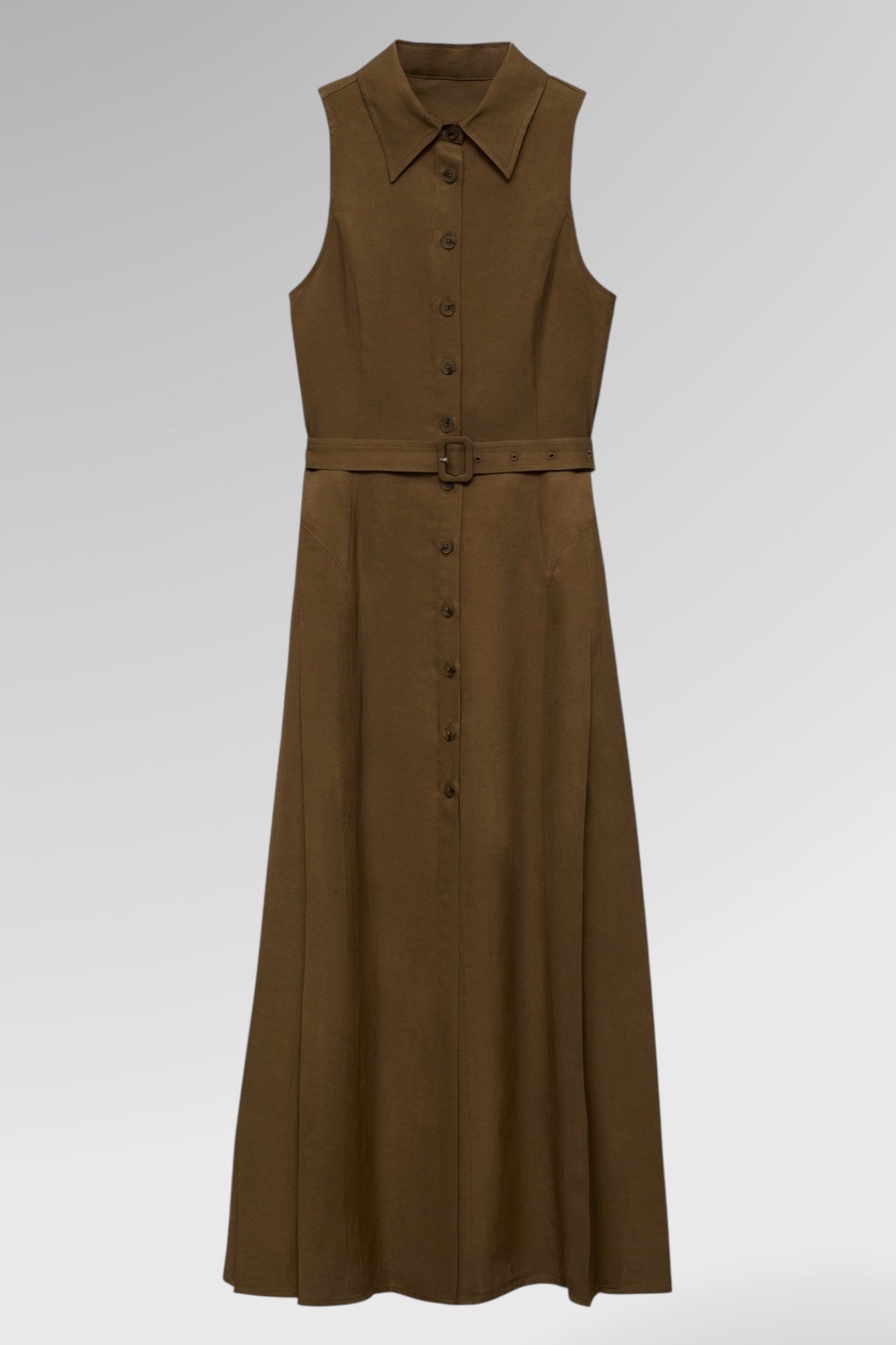 Café Belted Tencel Shirt Dress