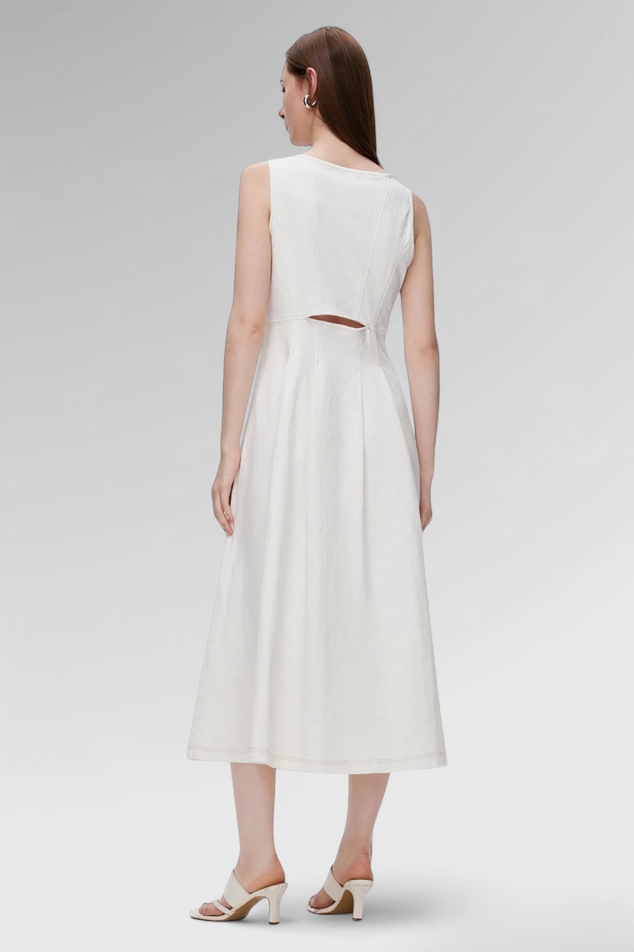 Crisp Cotton Sleeveless Midi Dress
