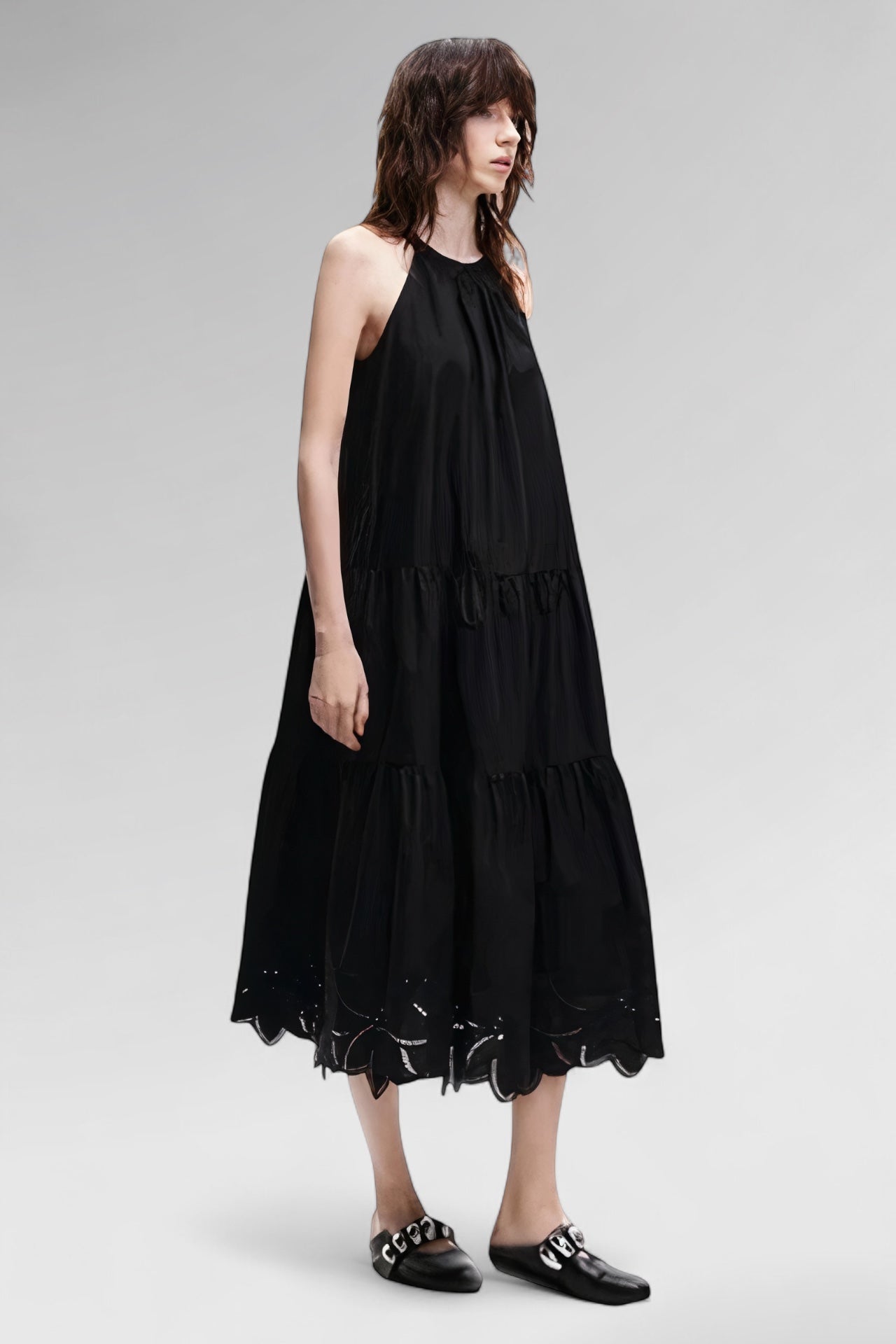 Midnight Tiered Cotton Dress