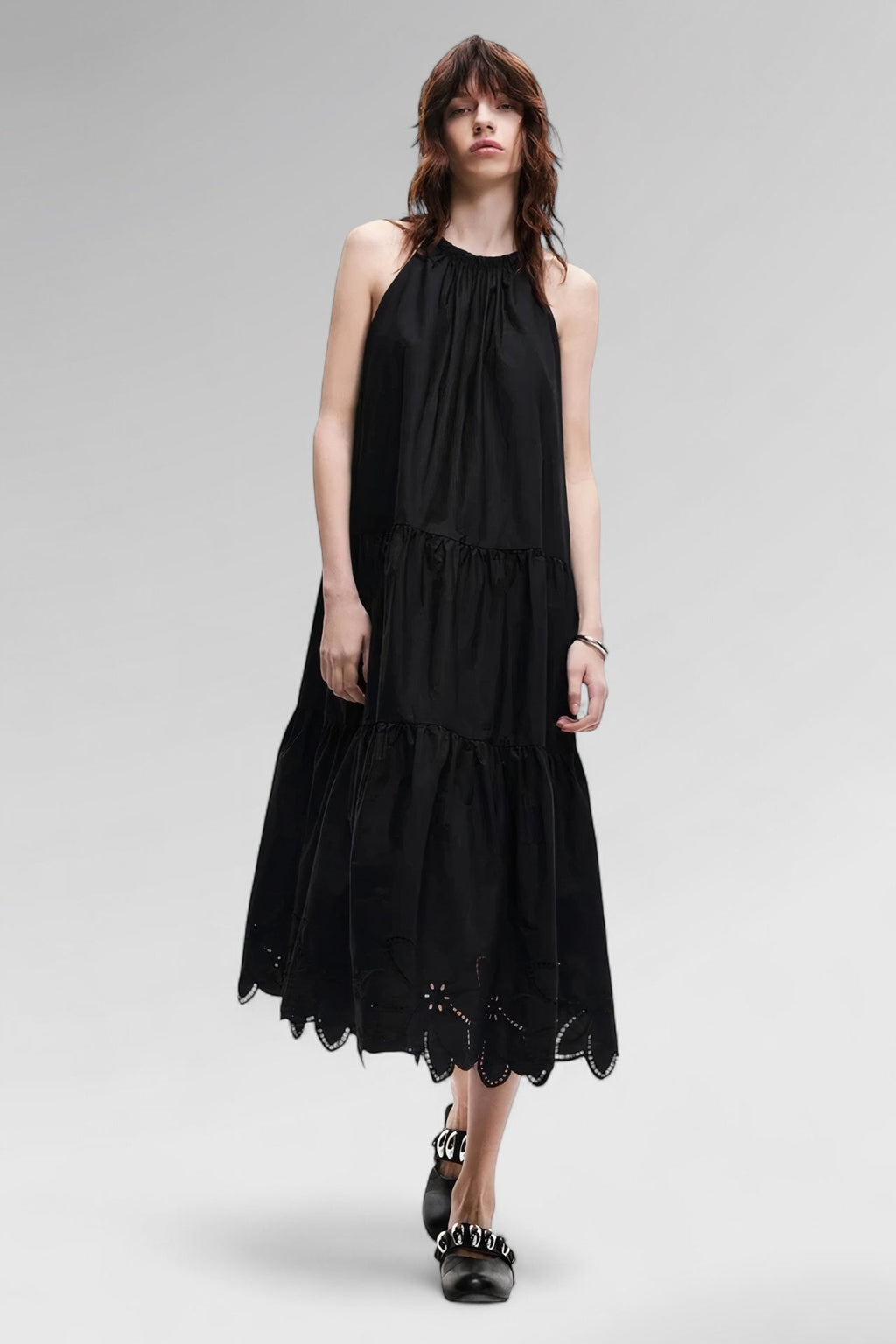 Midnight Tiered Cotton Dress