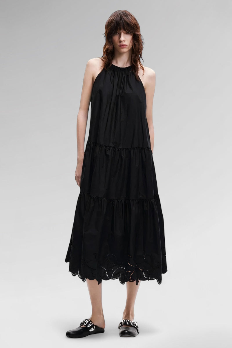 Midnight Tiered Cotton Dress