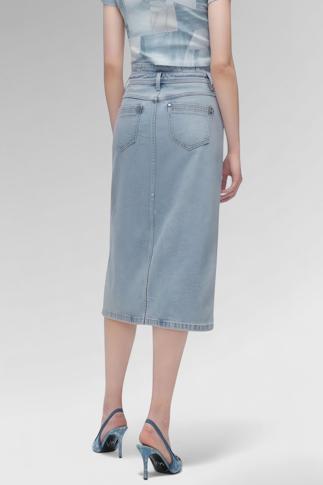 Contour High-Waist Denim Skirt