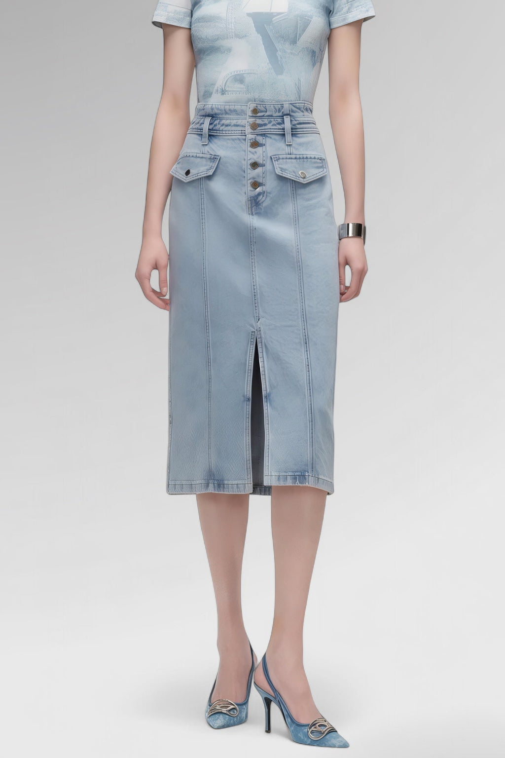 Contour High-Waist Denim Skirt