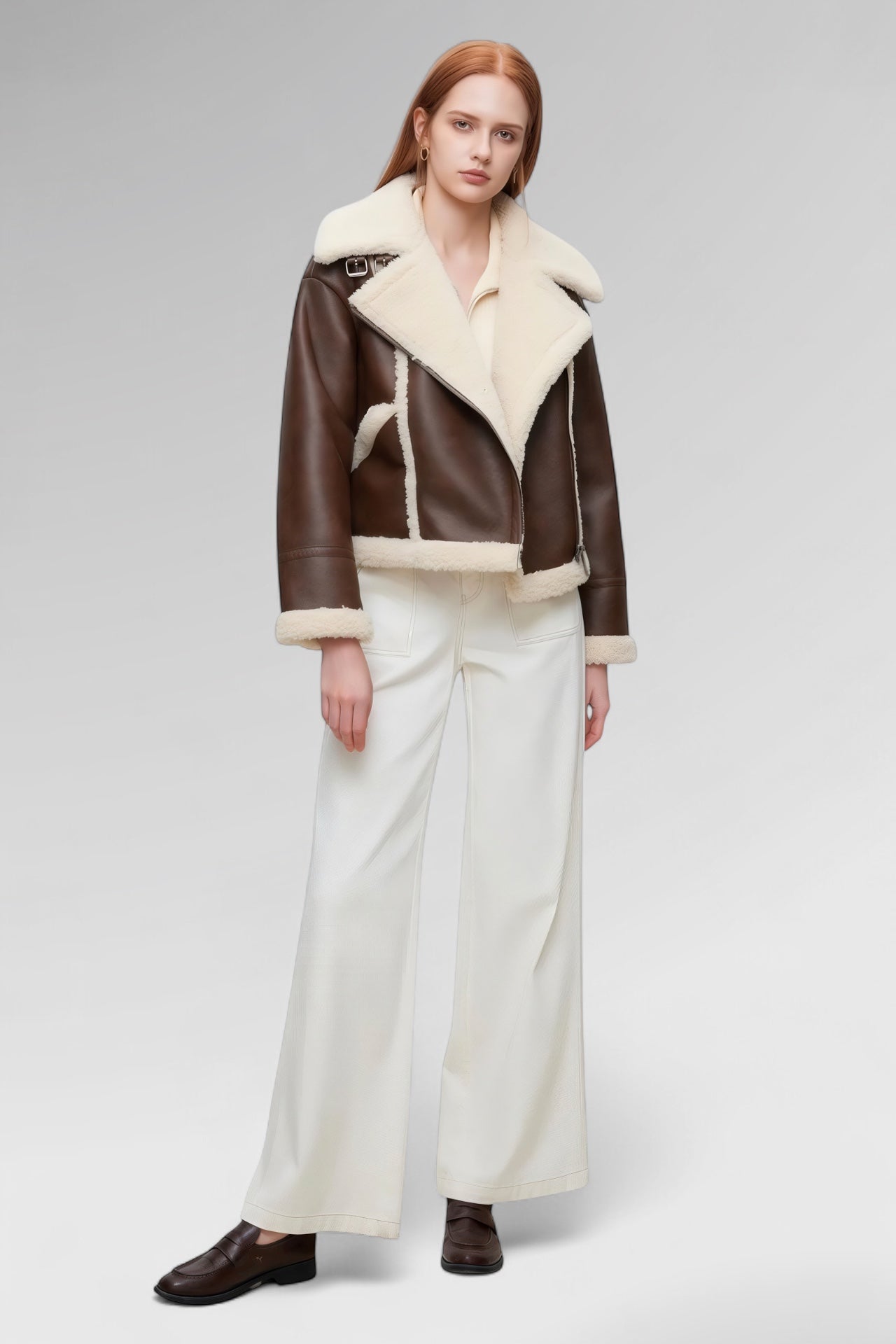 Aviator Sculpt Shearling Jacket