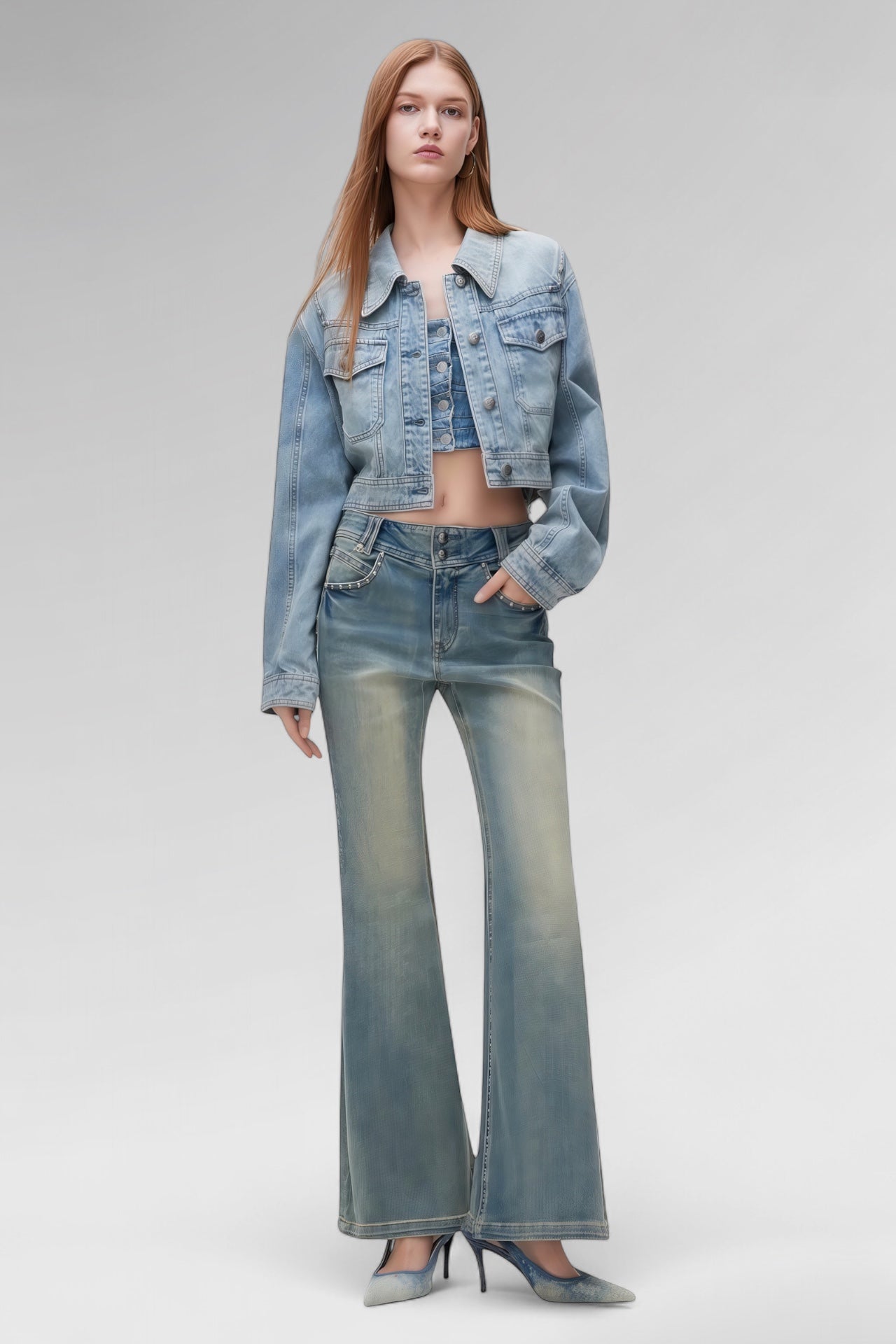Sculpted Cropped Denim Jacket