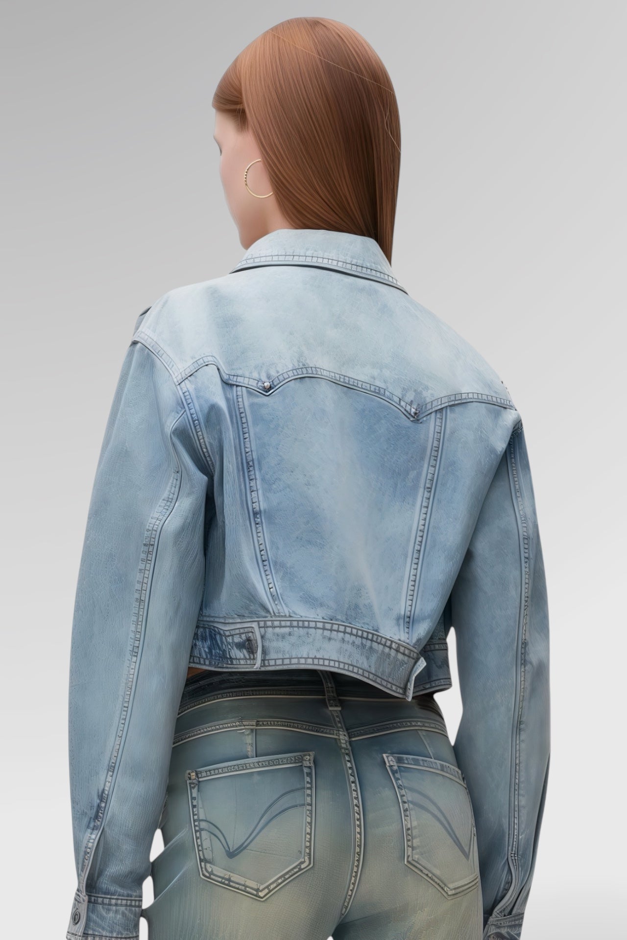 Sculpted Cropped Denim Jacket