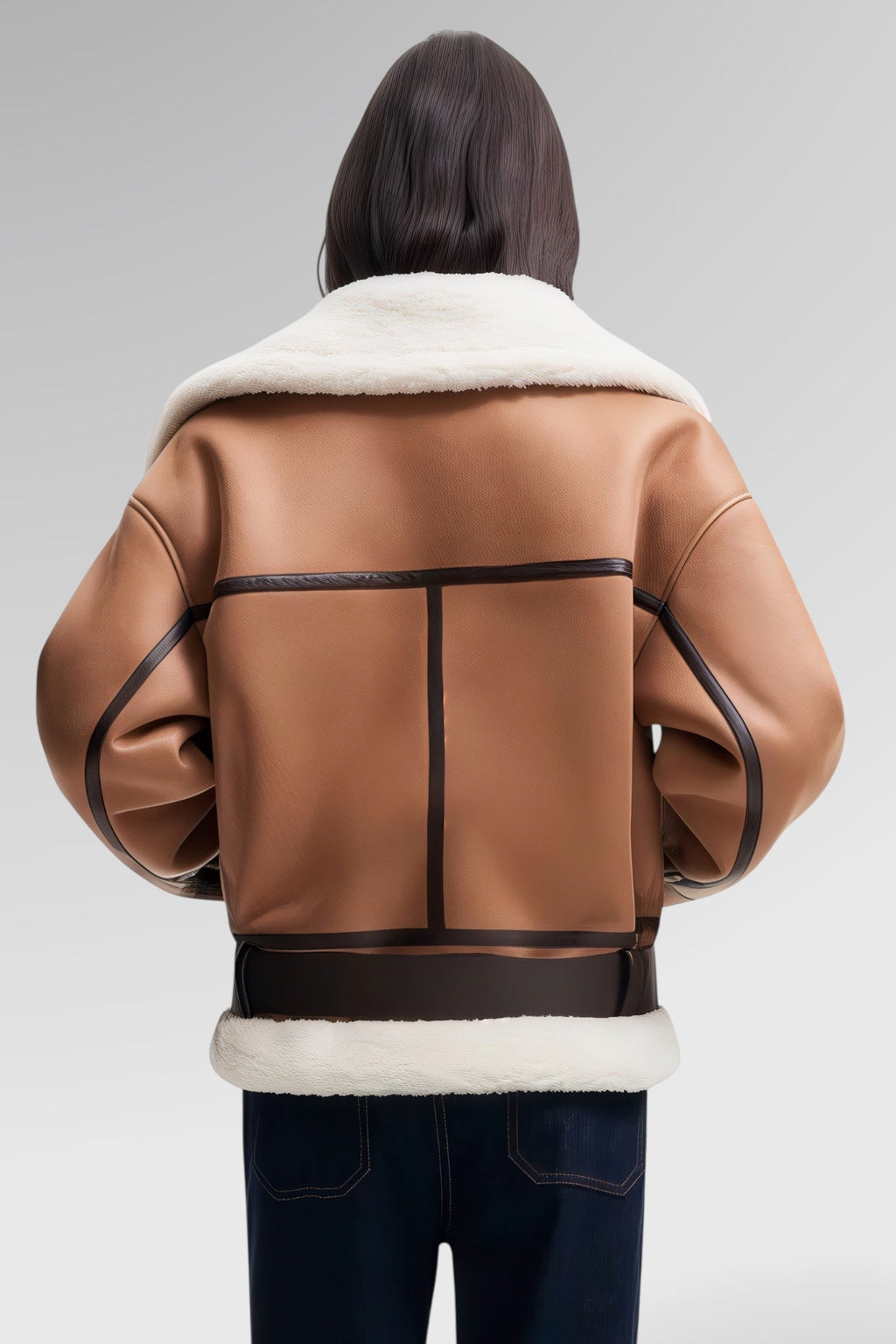 Sculpted Collar Shearling Jacket