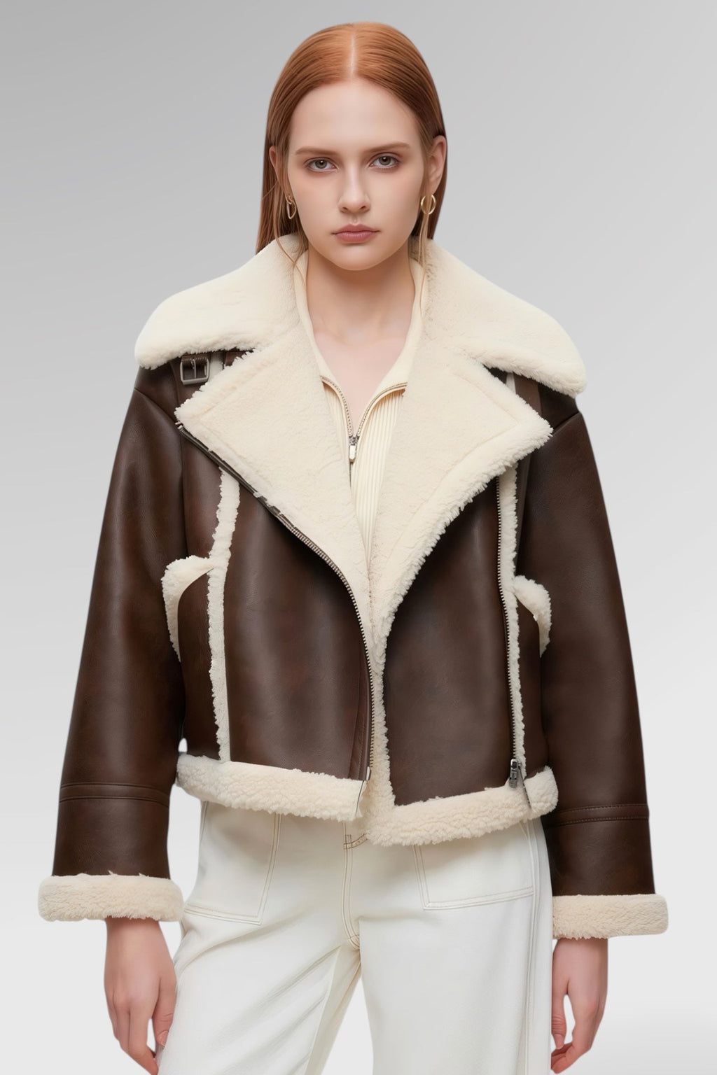 Aviator Sculpt Shearling Jacket