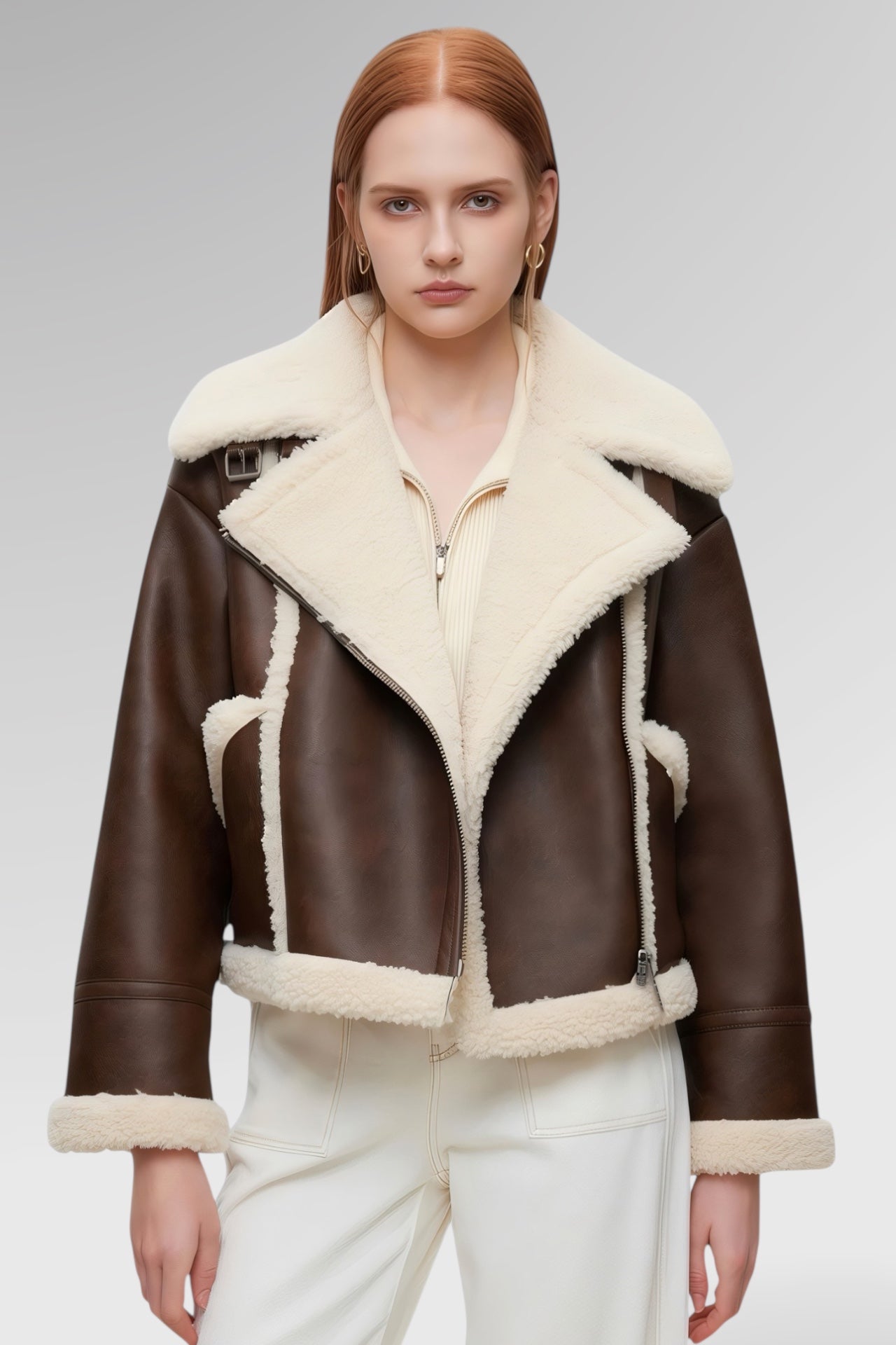 Aviator Sculpt Shearling Jacket