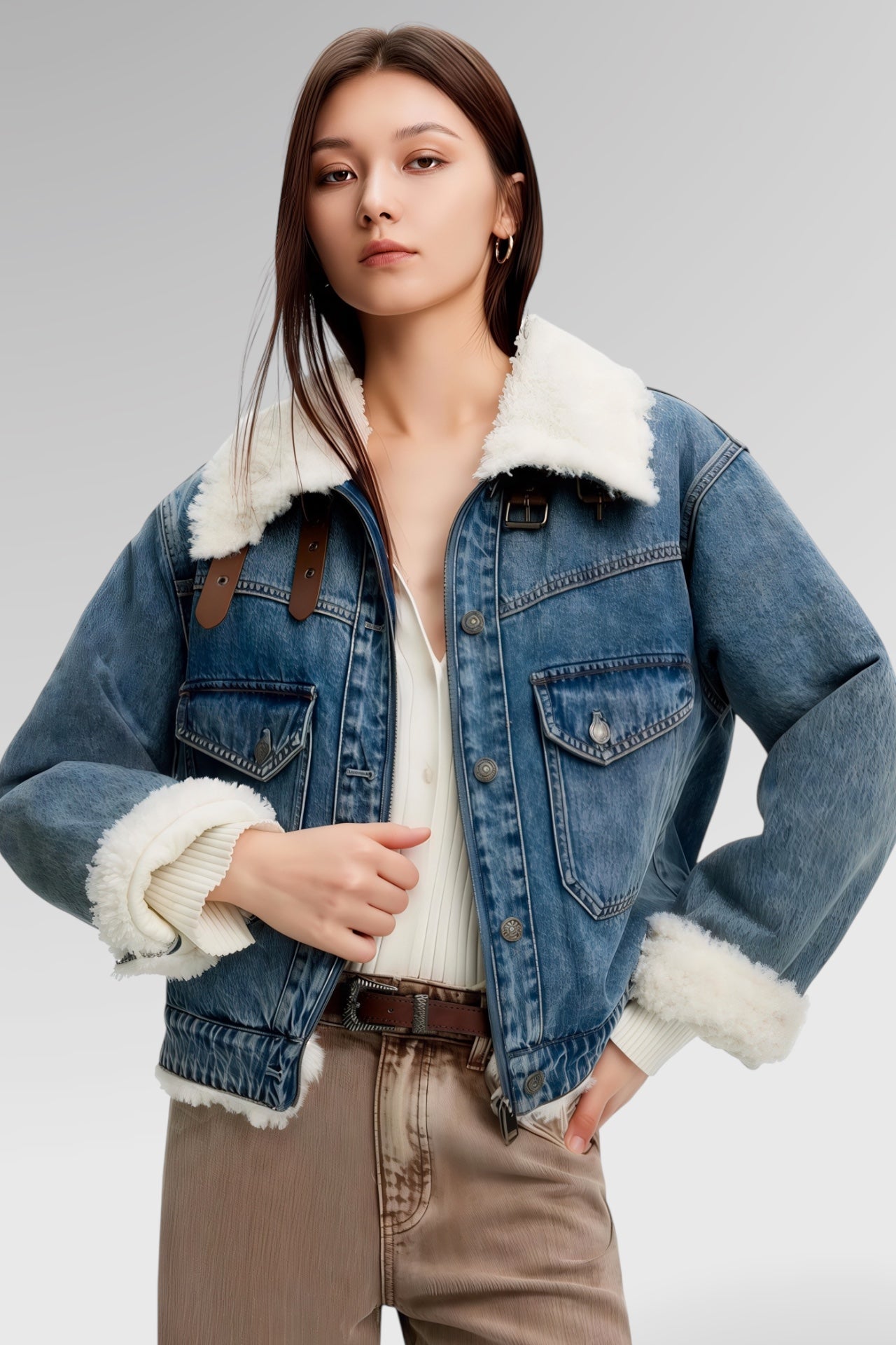 Zip Front Denim Jacket