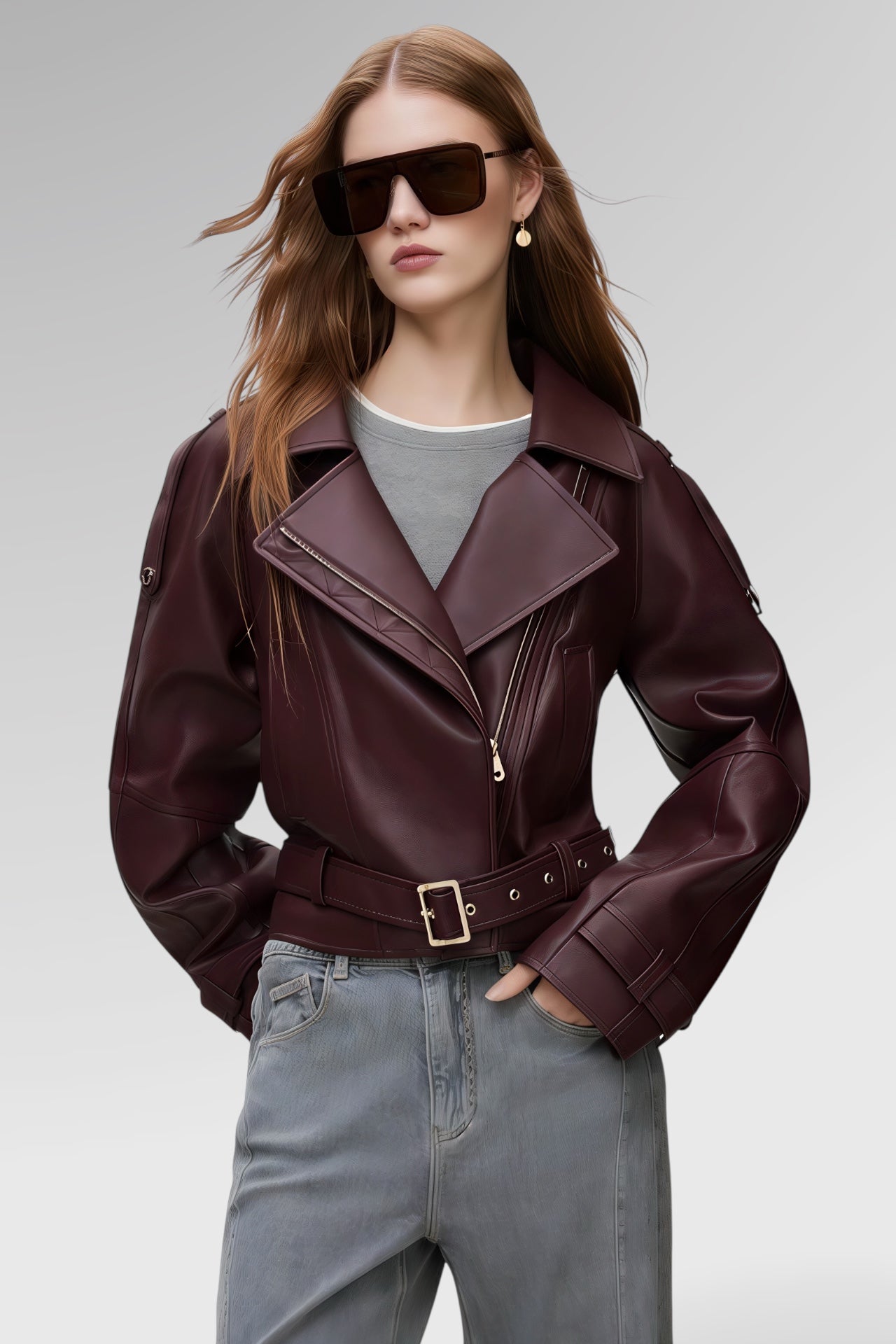 Urban Crest Belted PU Jacket