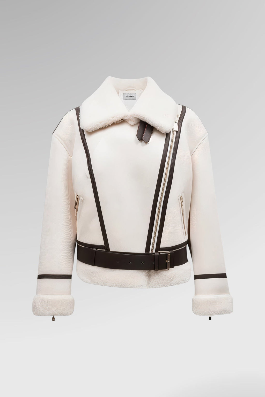 Sculpted Collar Shearling Jacket