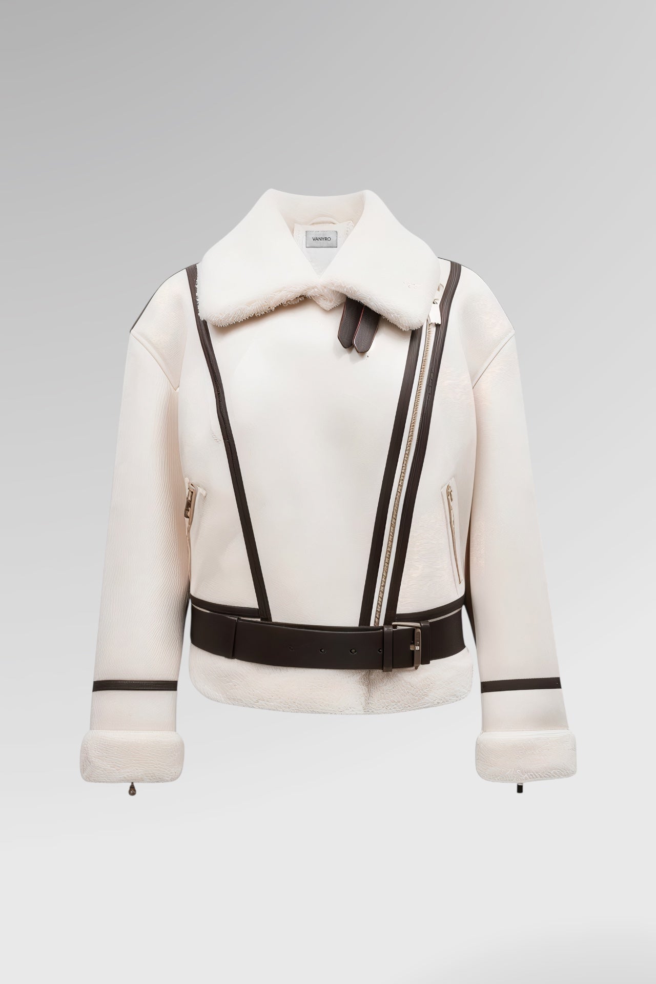 Sculpted Collar Shearling Jacket