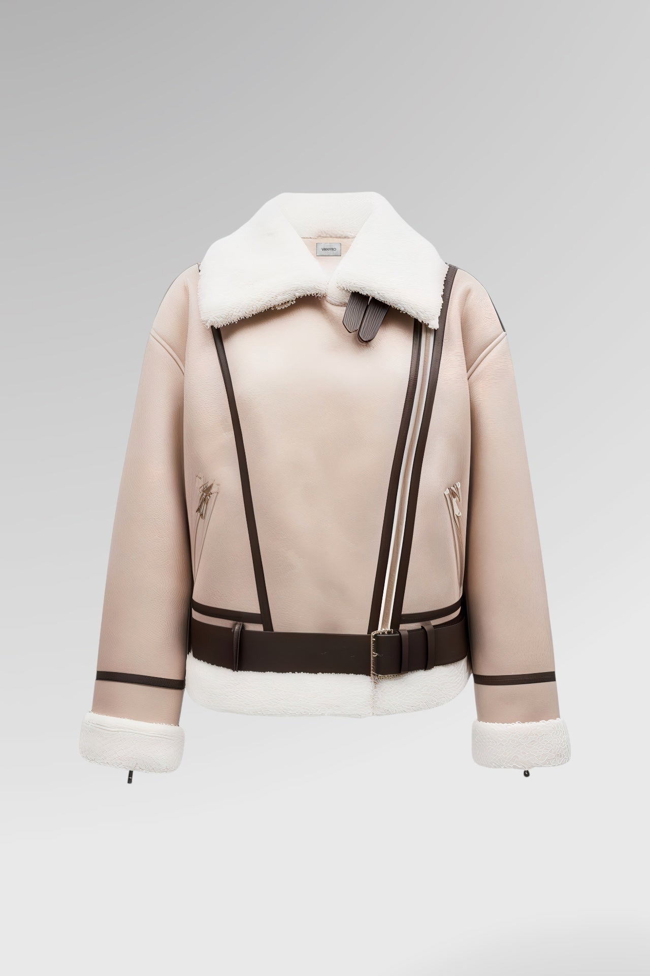 Sculpted Collar Shearling Jacket