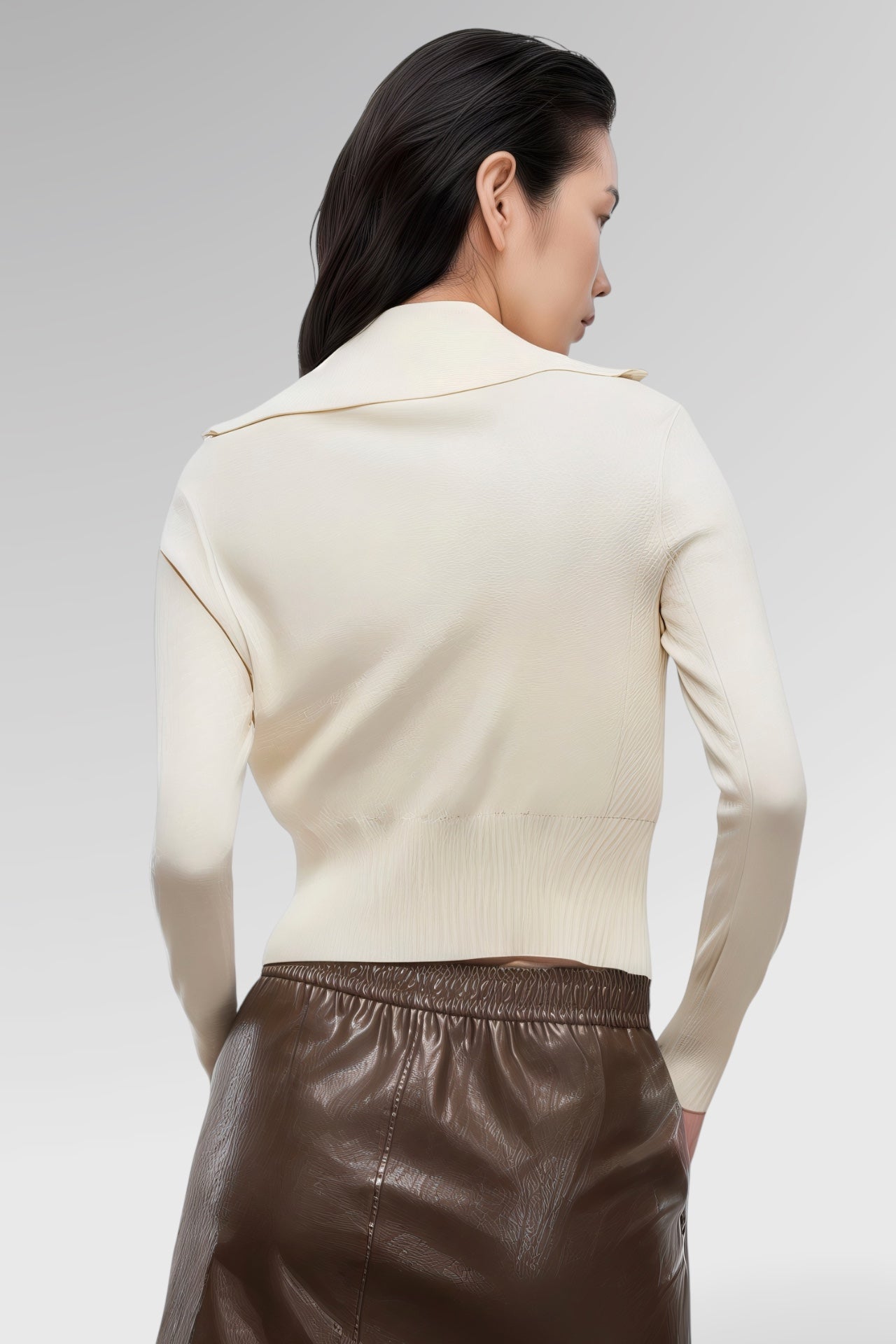 Refined Zip Collar Knit Top