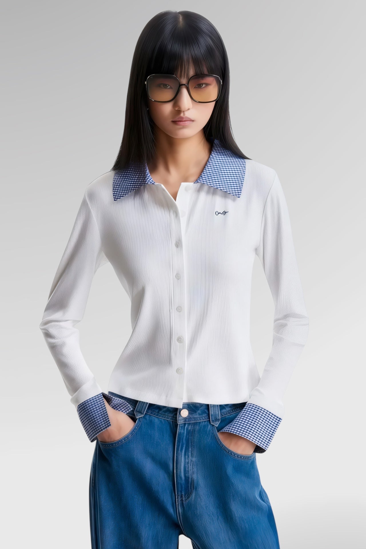 Refined Collar Contrast Shirt