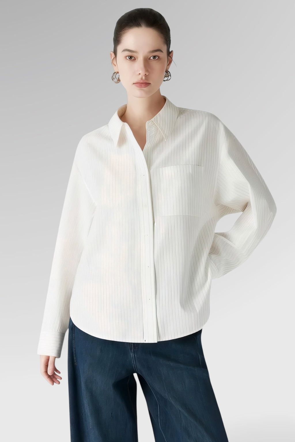 Serene Pinstripe Cotton Shirt