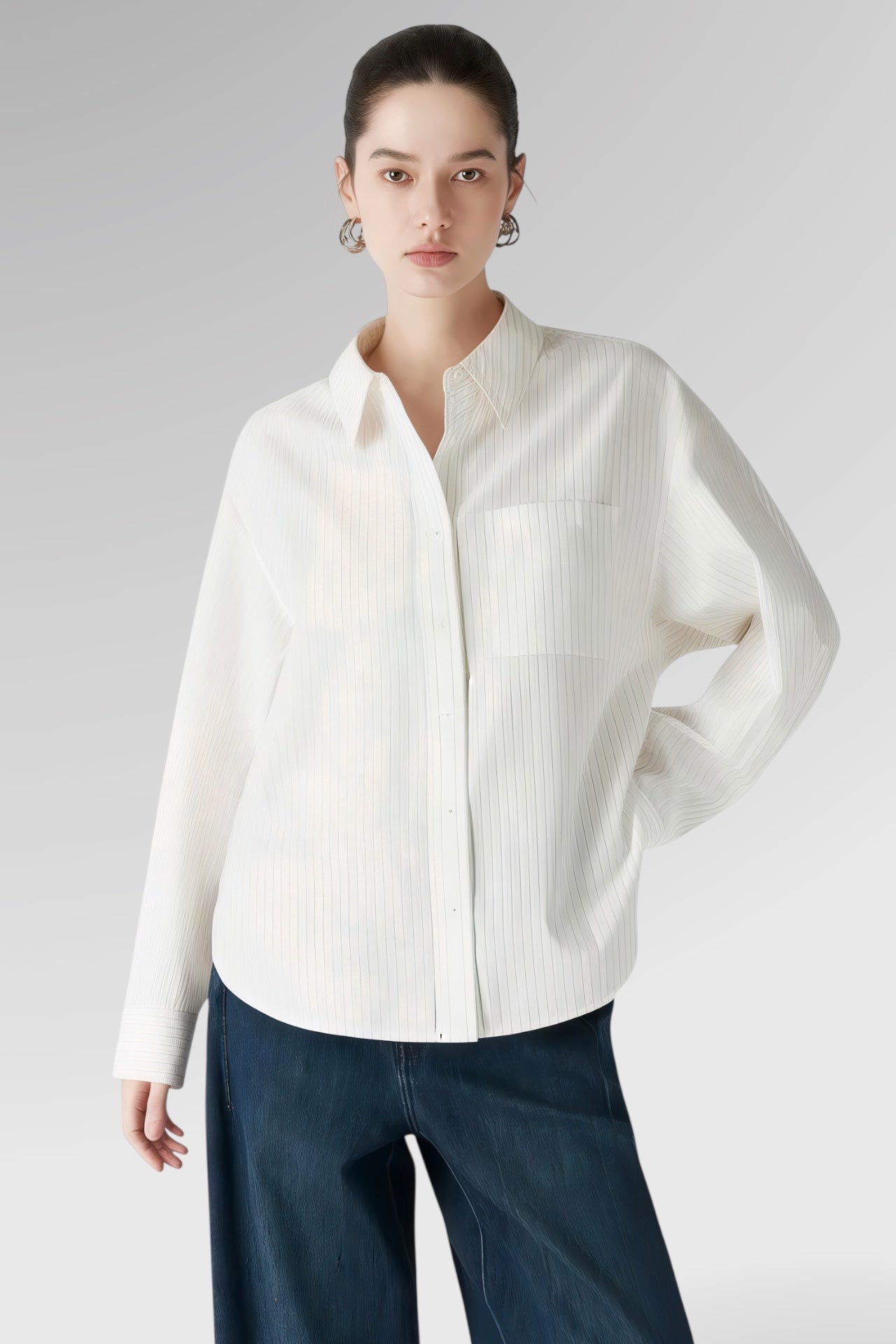 Serene Pinstripe Cotton Shirt