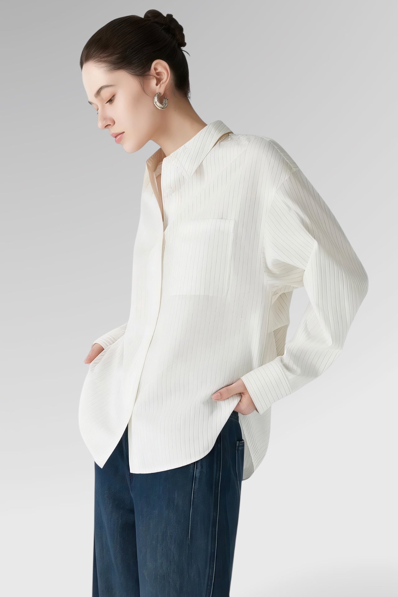 Serene Pinstripe Cotton Shirt