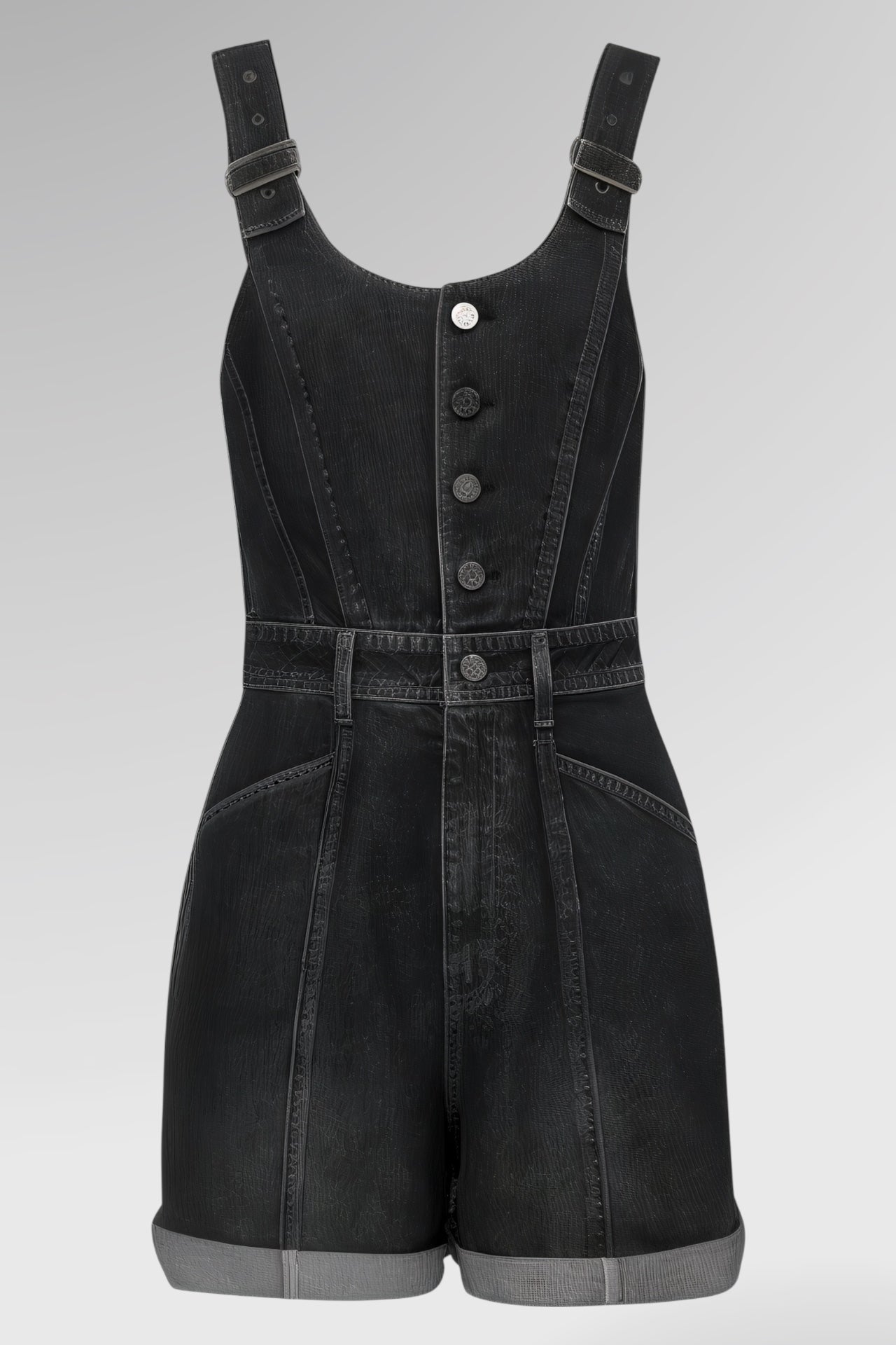 Panelled Zip-Front Denim Mini Dress