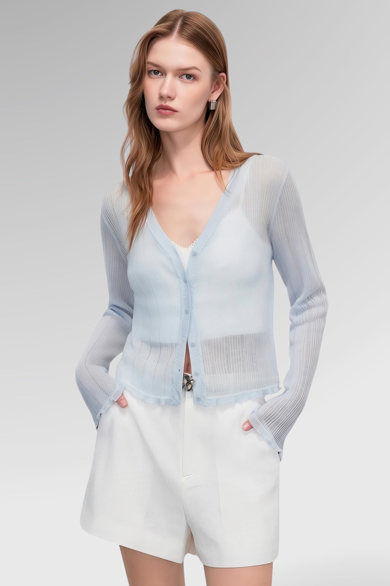 Azure Veil Sheer Cardigan