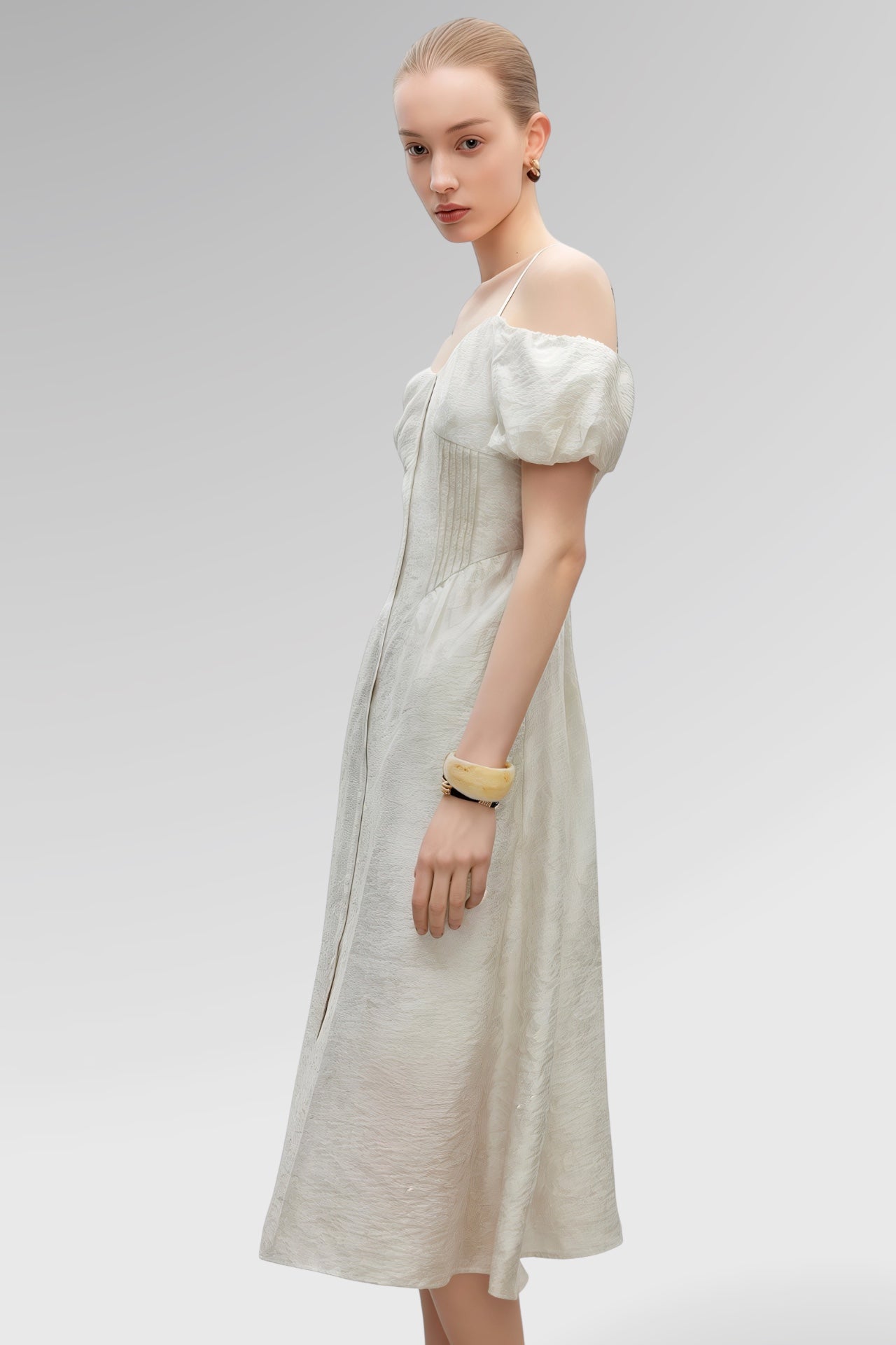 Whispered Grace Silk Midi Dress