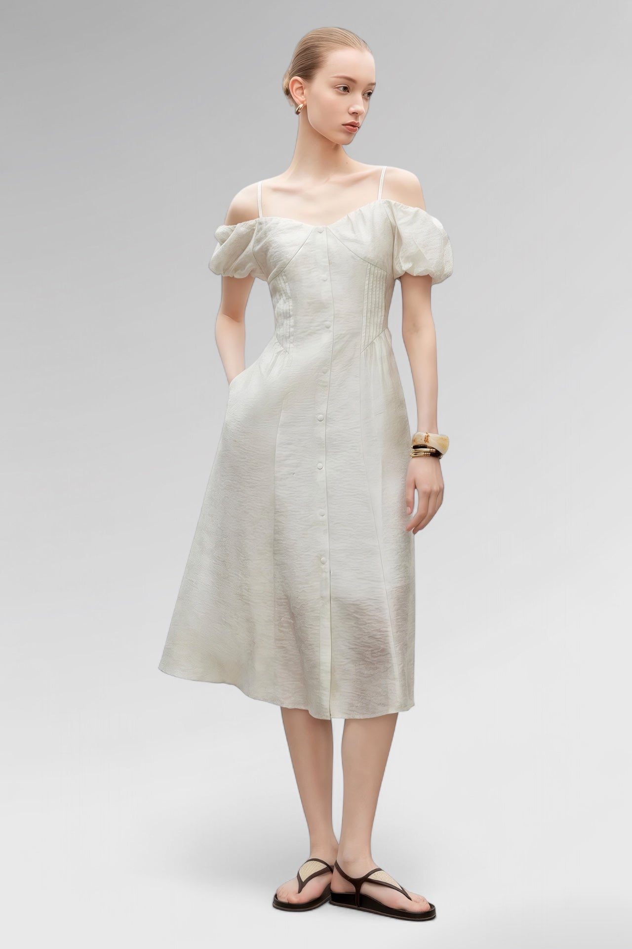 Whispered Grace Silk Midi Dress