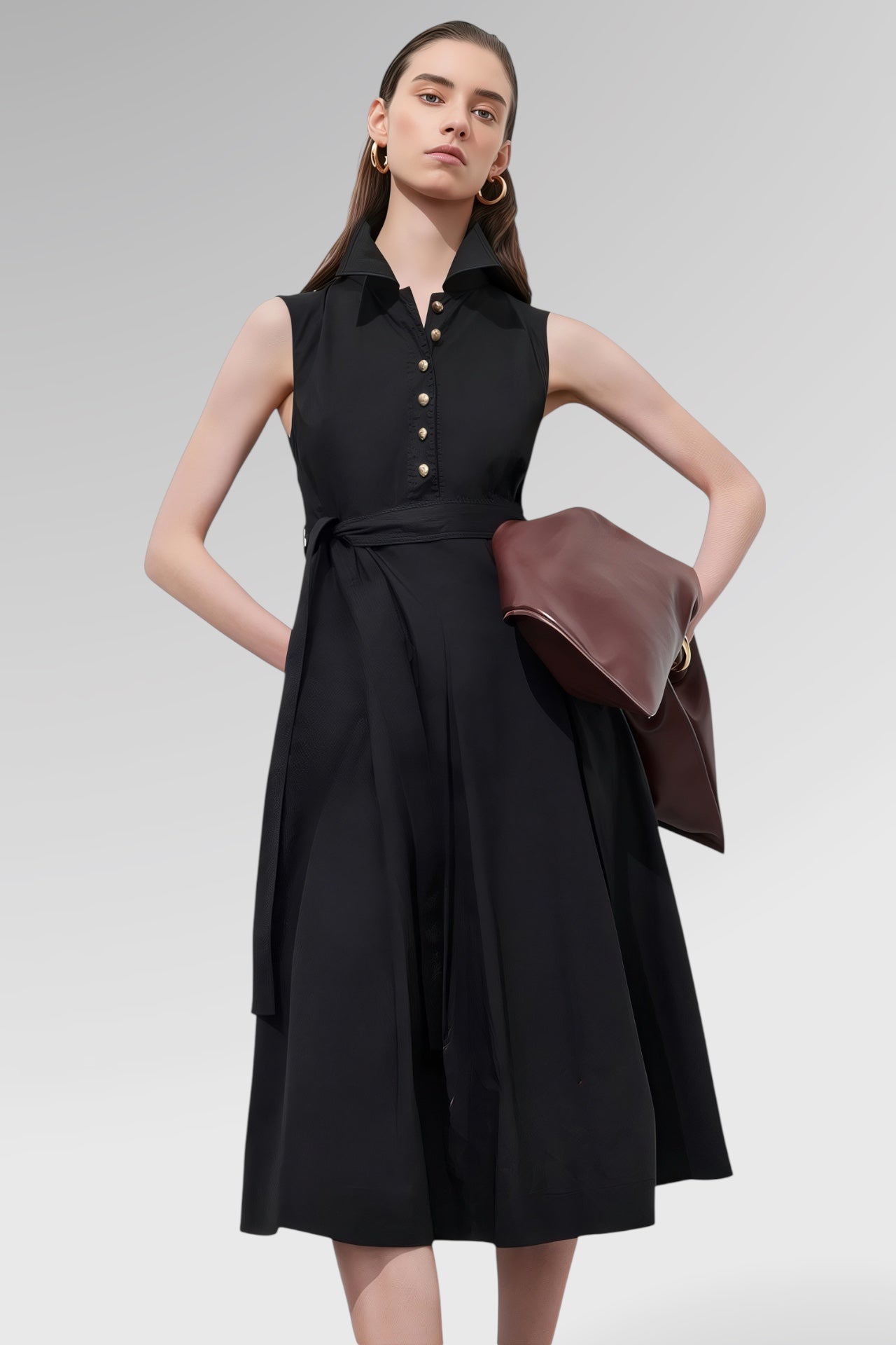 Midnight Grace Cotton Midi Dress