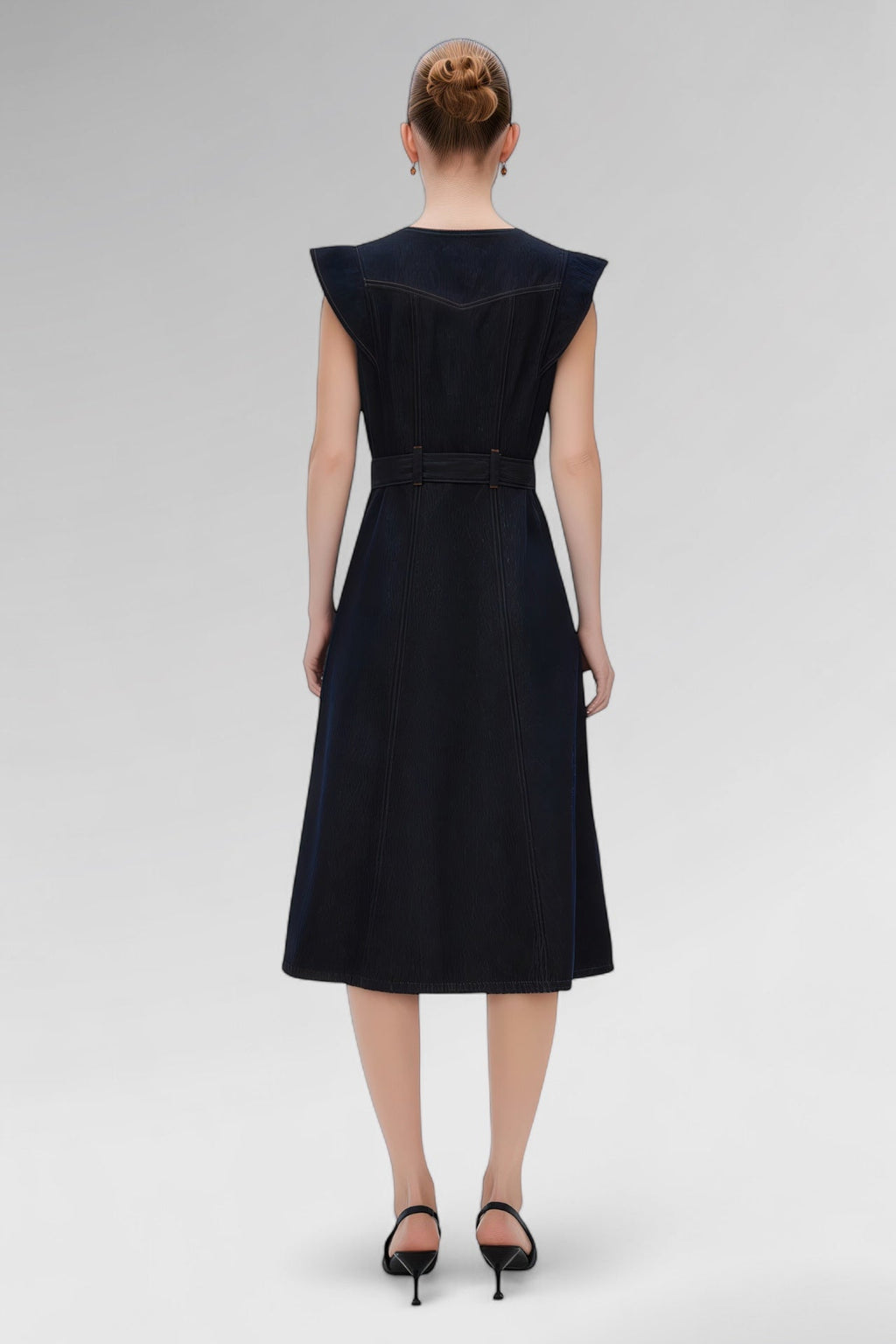 Eclipse Buttoned Denim Midi Dress