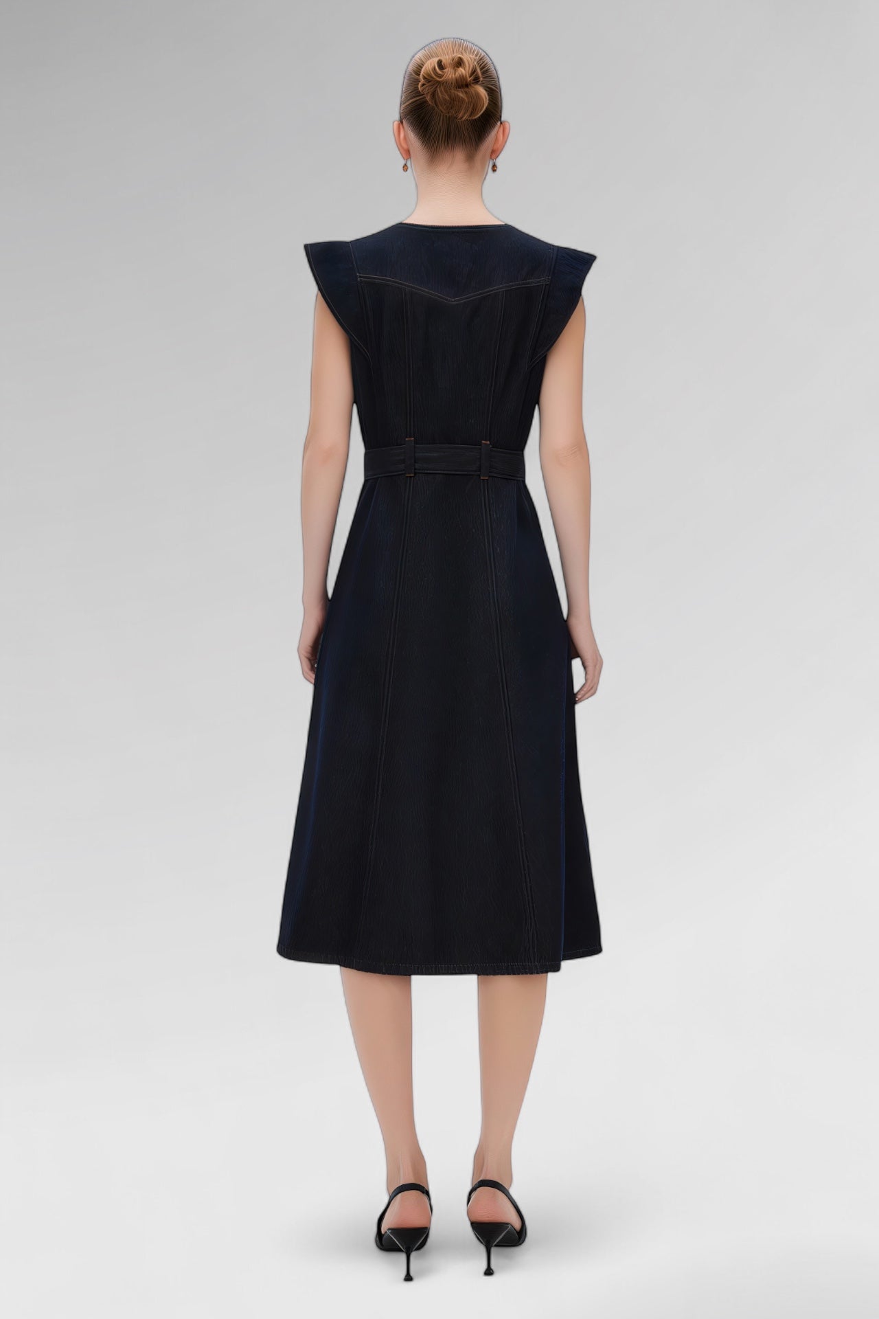 Eclipse Buttoned Denim Midi Dress