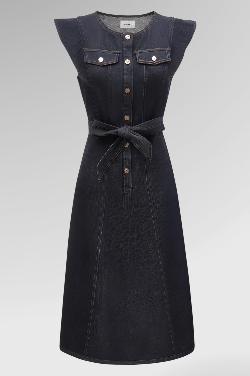 Eclipse Buttoned Denim Midi Dress