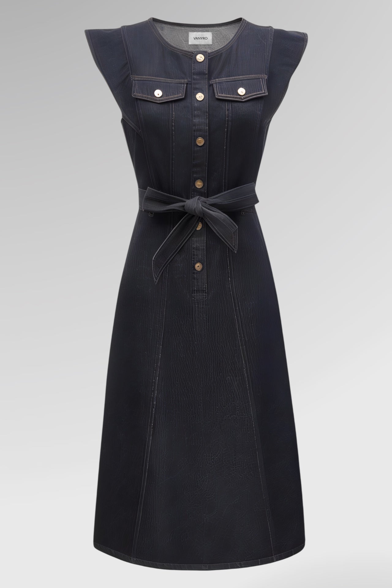 Eclipse Buttoned Denim Midi Dress