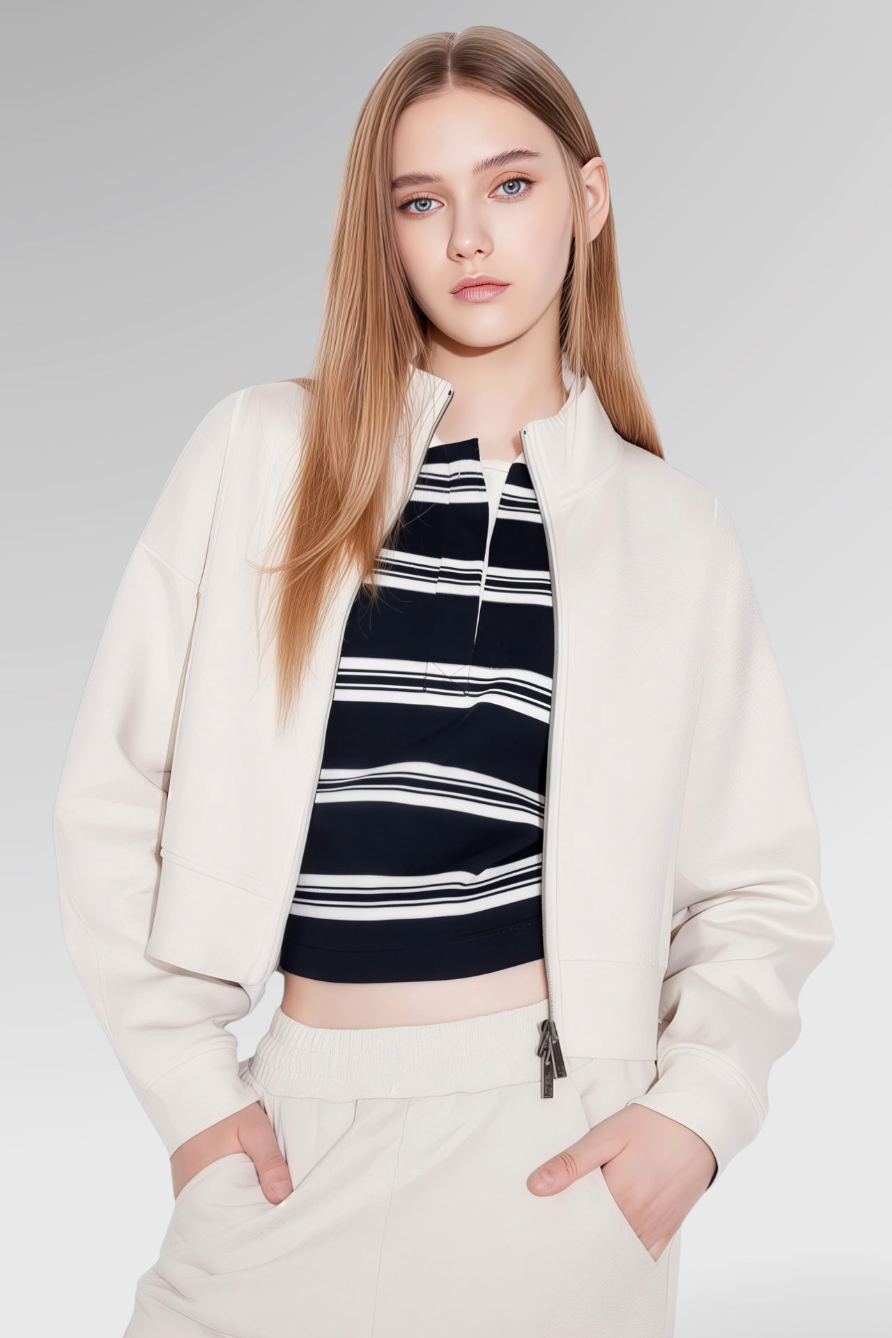 Structured Cropped Zip Jacket