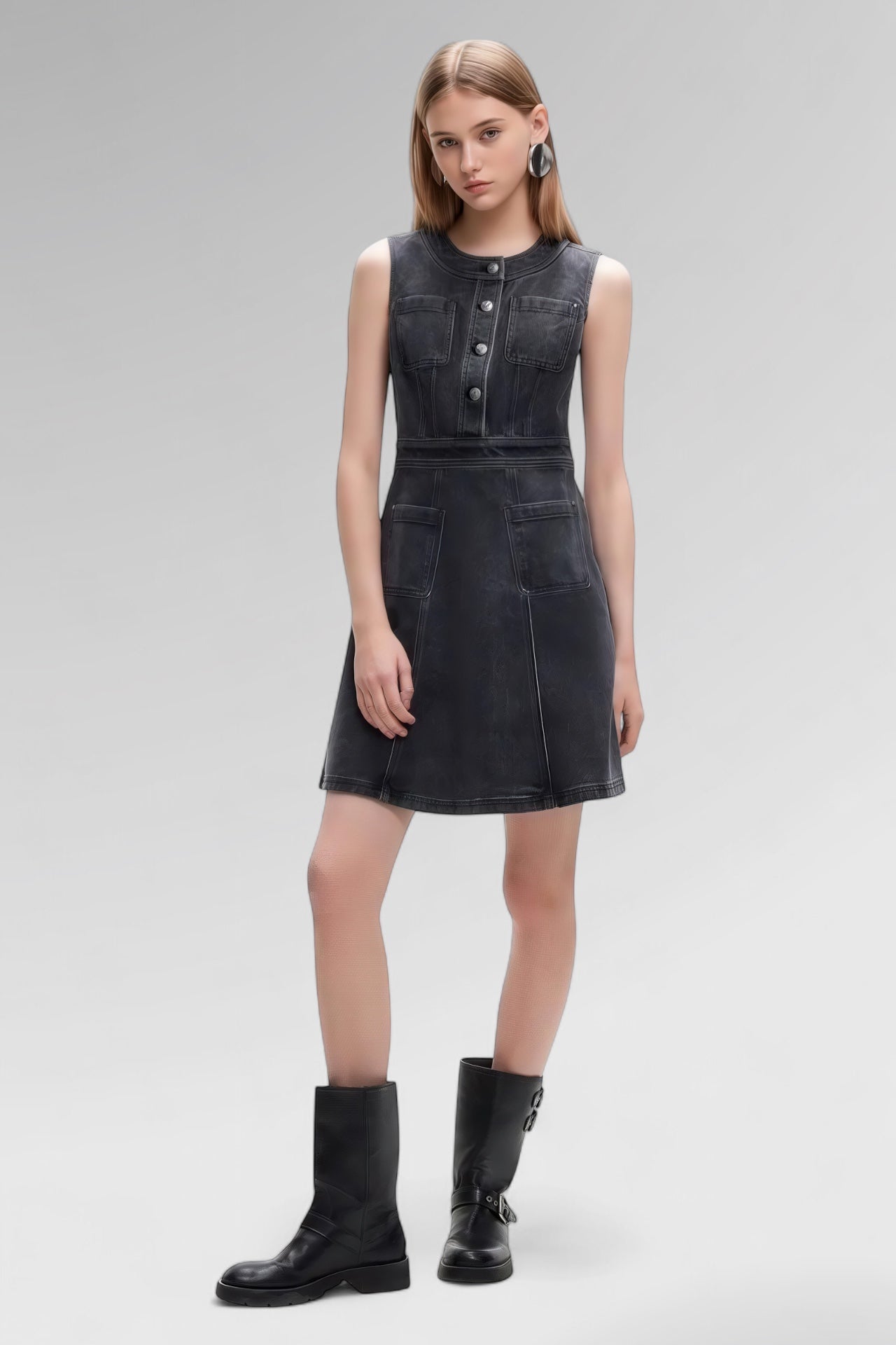 Obsidian Frame Denim Mini Dress