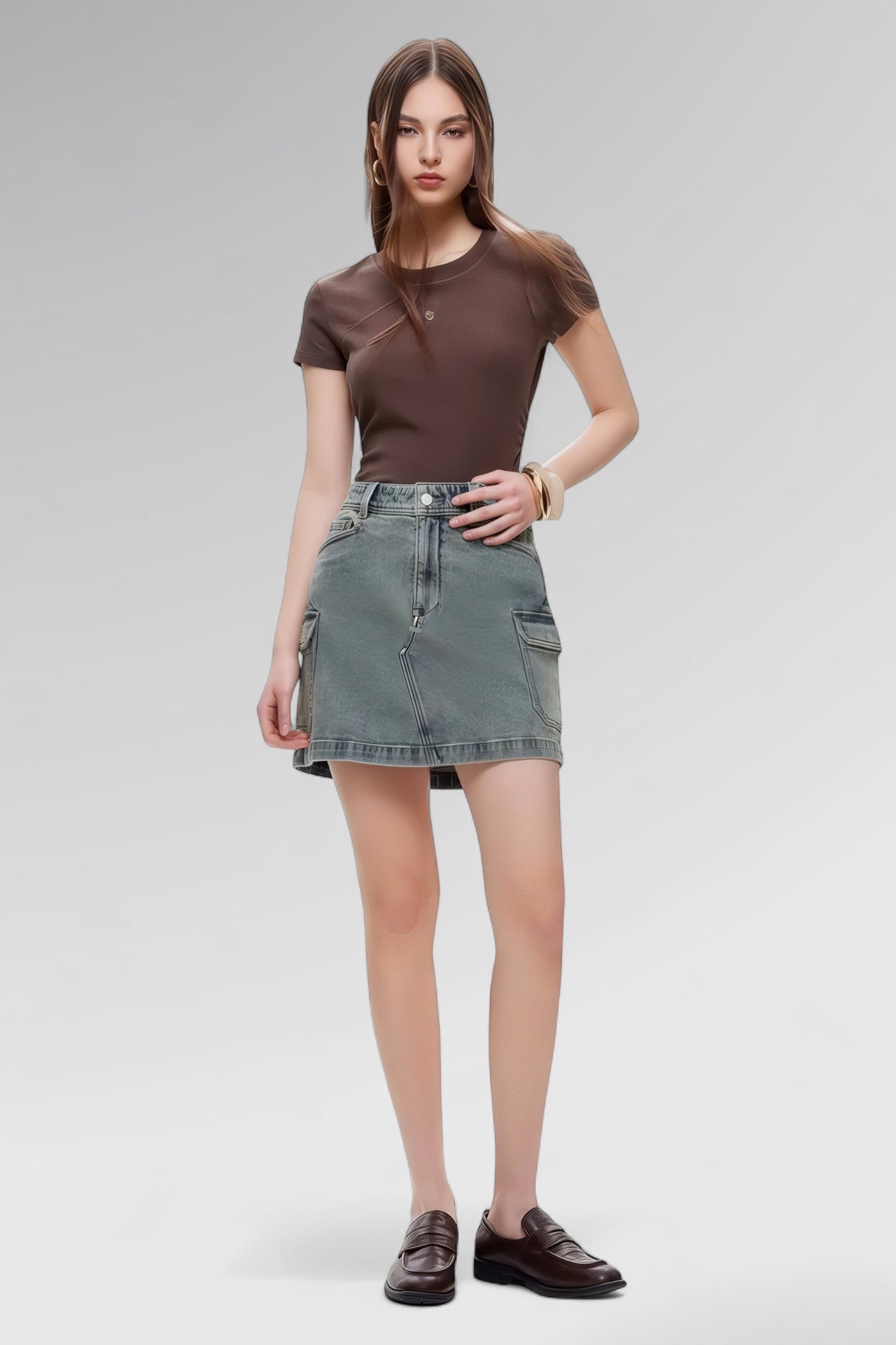 Urban Cargo Denim Mini Skirt